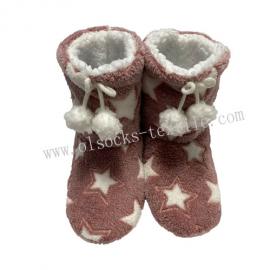 WINTER LADIES STAR LONG BOOTIES WITH POMPOM