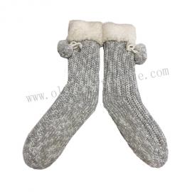 WINTER CHUNKY KNIT POMPOM SLIPPER SOCKS