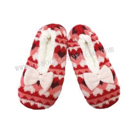 LADIES MARY JANE KNITTED BOW INDOOR SLIPPER 