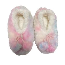 WINTER FUR PINK SPACE DYE POM SLIPPER SOCKS