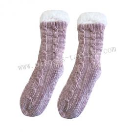 FLEECE LINED CHENILLE CABLE LOUNGE SOCKS