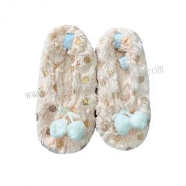 LADIES ELEGANT GOLD FOIL FAUX FUR SLIPPER SOCKS